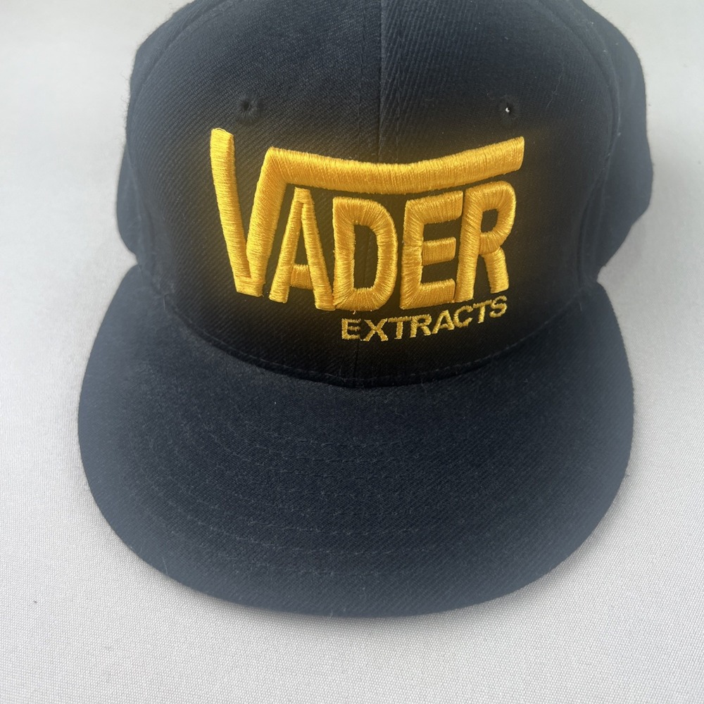 Vader Extracts Decky Snapback Hat Black Yellow Embroidered Flat Brim Cap Mens